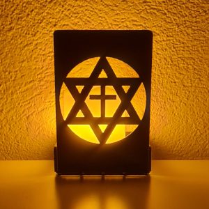 DT003 Star of David & Cross — LED Candle Holder