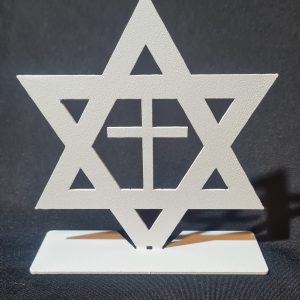 DT006 Star of David & Cross — Decorative Metal Display (White)