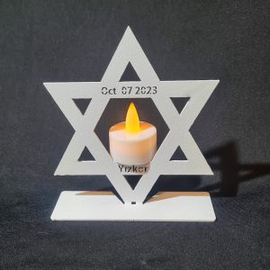 DT005 Star of David & Yizkor — October 7, 2023 LED Memorial Candle Holder