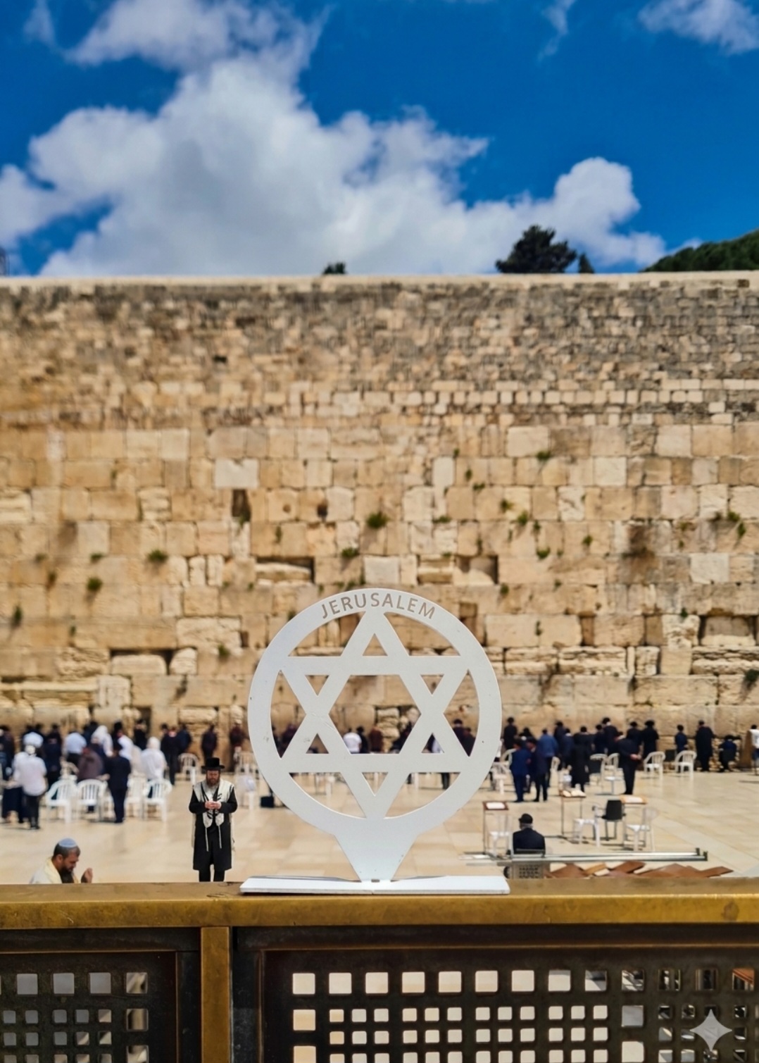 DT007R Round Star of David “Jerusalem” — Decorative Metal Display (White) - Image 13